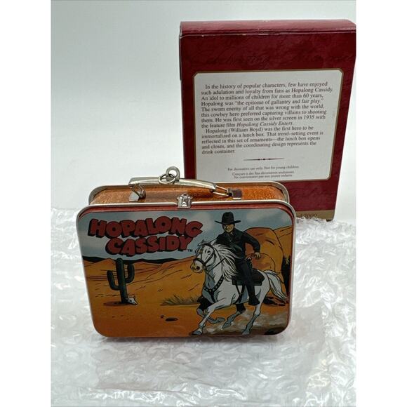 2000 Hallmark Keepsake Hopalong Cassidy Ornament Tin Lunch Box W/thermos 2pc Set - Picture 5 of 12